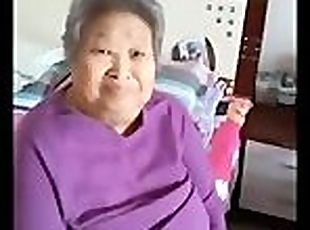 asiático, mayor, abuelita, vieja