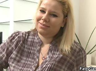 Blonde fatty dared to fuck a stranger
