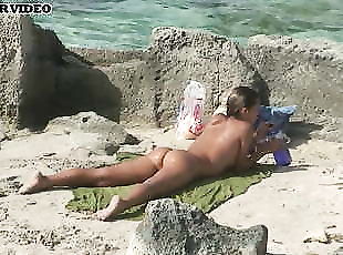 nudista, nyilvános, kamera, tengerpart, kukkolás, szépség