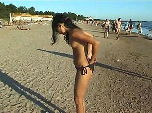 nudista, praia, rabo
