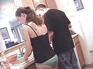 Farting in panties in the kitchen