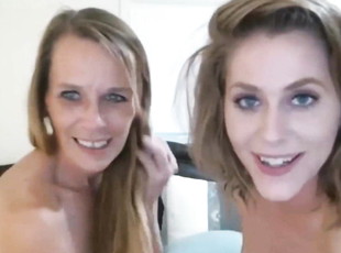 Mother and stepdaughter play on cam