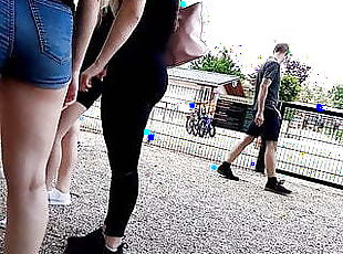 Lovely young hotpants ass in public
