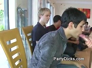 Crazy gay party blowjobs in a group