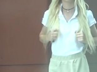 Petite Blonde Daughter Fucks Step Dad After Getting in Trouble at School!