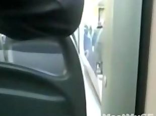 Hot blonde girl blowjob and swallow on public bus